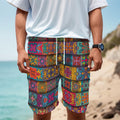 Rectangle Mandala Bohemian Pattern Print Men's Cargo Shorts