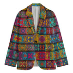 Rectangle Mandala Bohemian Pattern Print Men's Cotton Blazer