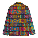 Rectangle Mandala Bohemian Pattern Print Men's Cotton Blazer