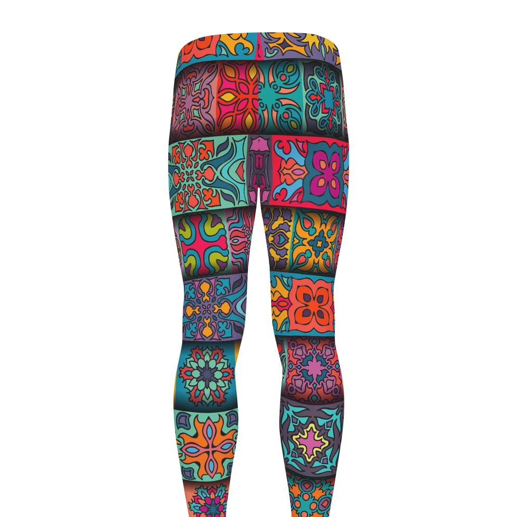 Rectangle Mandala Bohemian Pattern Print Men's leggings