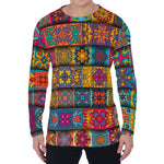 Rectangle Mandala Bohemian Pattern Print Men's Long Sleeve T-Shirt