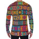 Rectangle Mandala Bohemian Pattern Print Men's Long Sleeve T-Shirt