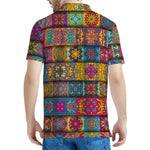 Rectangle Mandala Bohemian Pattern Print Men's Polo Shirt