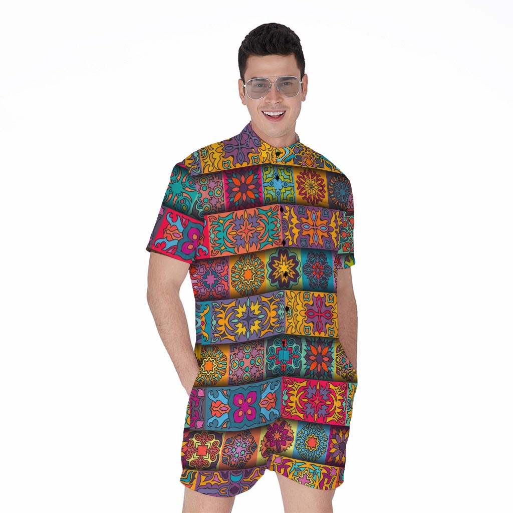 Rectangle Mandala Bohemian Pattern Print Men's Rompers