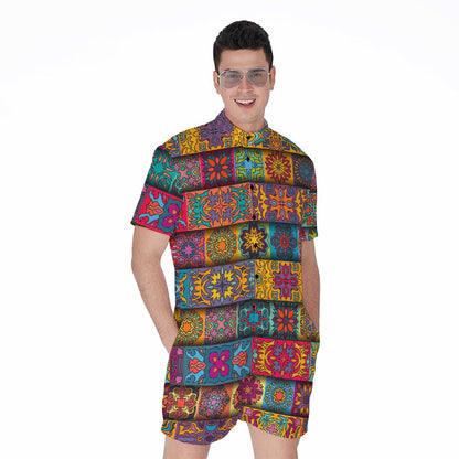 Rectangle Mandala Bohemian Pattern Print Men's Rompers