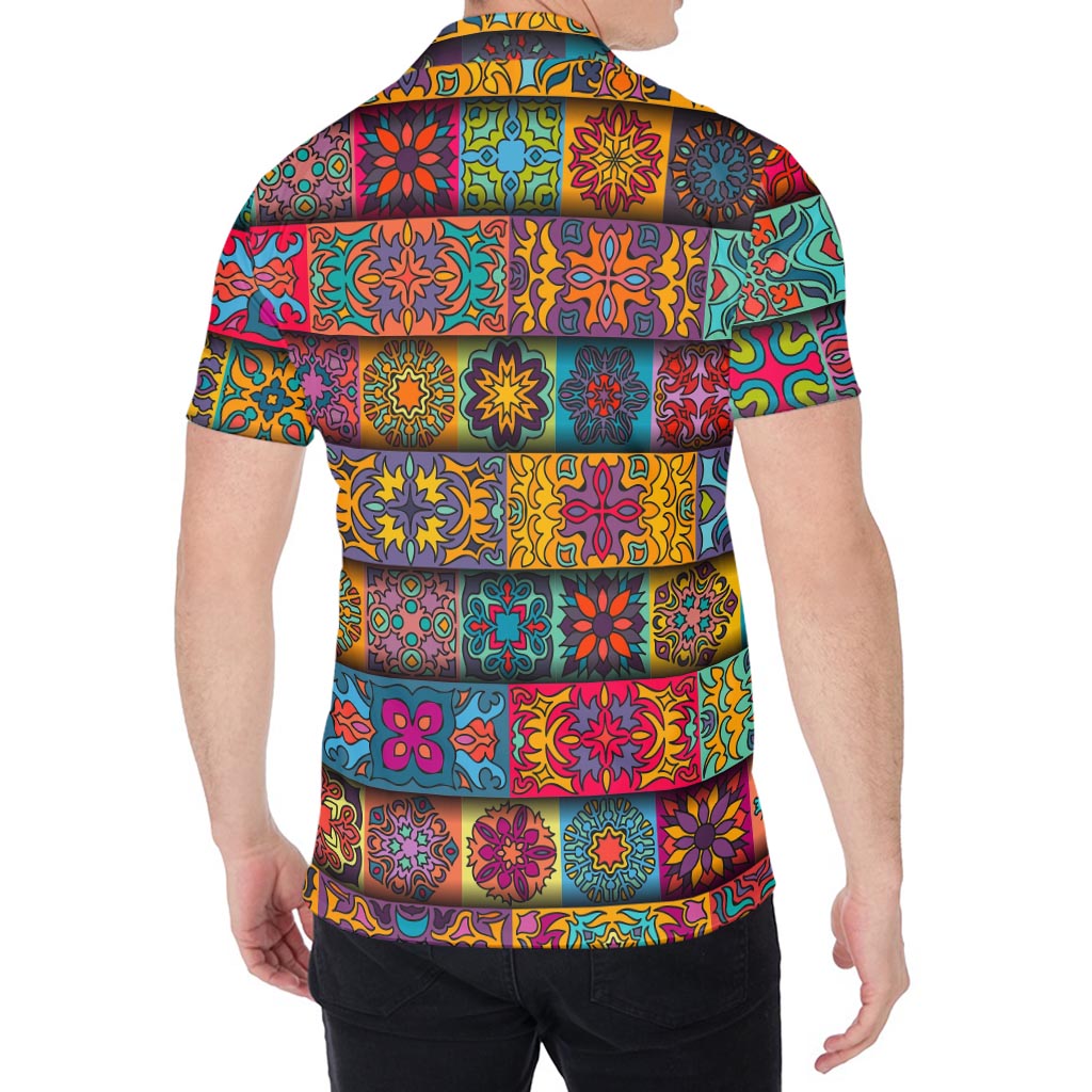 Rectangle Mandala Bohemian Pattern Print Men's Shirt