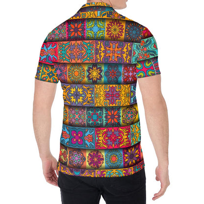 Rectangle Mandala Bohemian Pattern Print Men's Shirt
