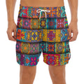 Rectangle Mandala Bohemian Pattern Print Men's Split Running Shorts