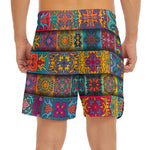 Rectangle Mandala Bohemian Pattern Print Men's Split Running Shorts