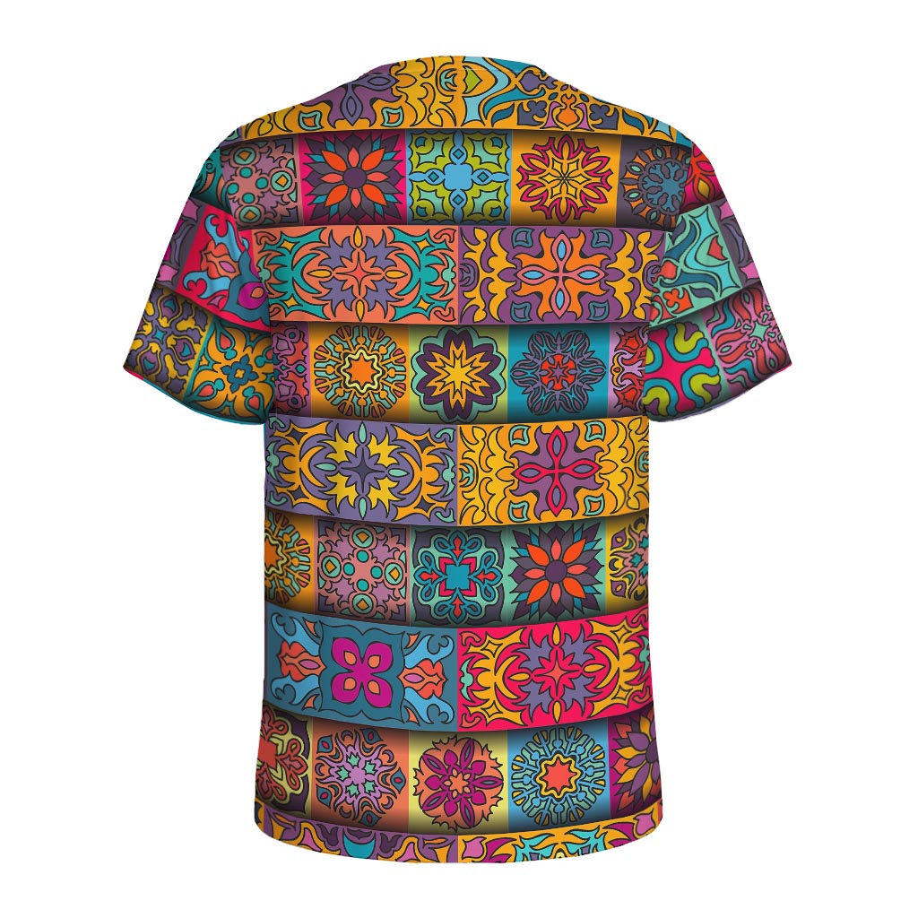 Rectangle Mandala Bohemian Pattern Print Men's Sports T-Shirt