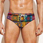 Rectangle Mandala Bohemian Pattern Print Men's Swim Briefs