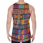 Rectangle Mandala Bohemian Pattern Print Men's Velvet Tank Top