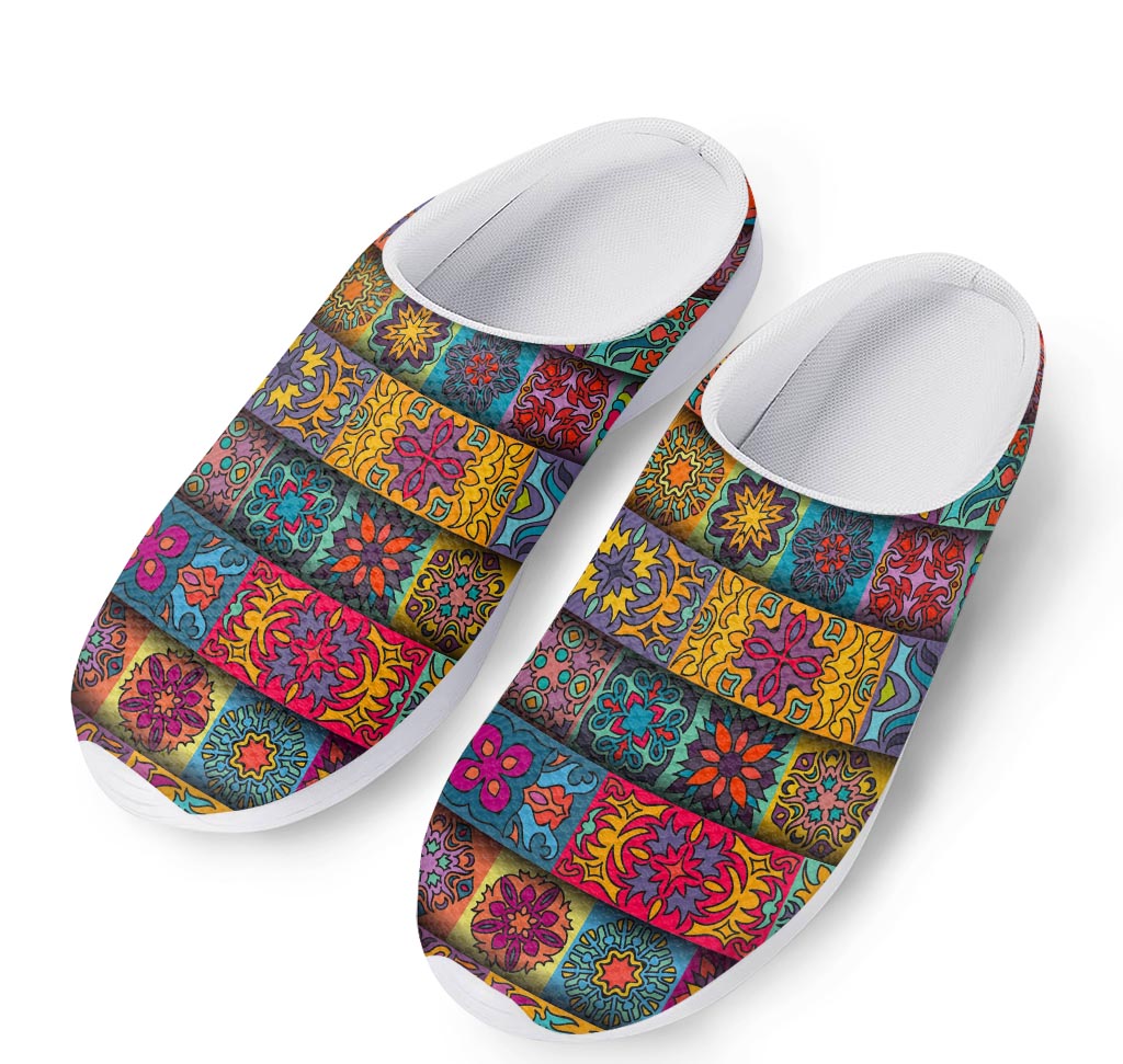 Rectangle Mandala Bohemian Pattern Print Mesh Casual Shoes