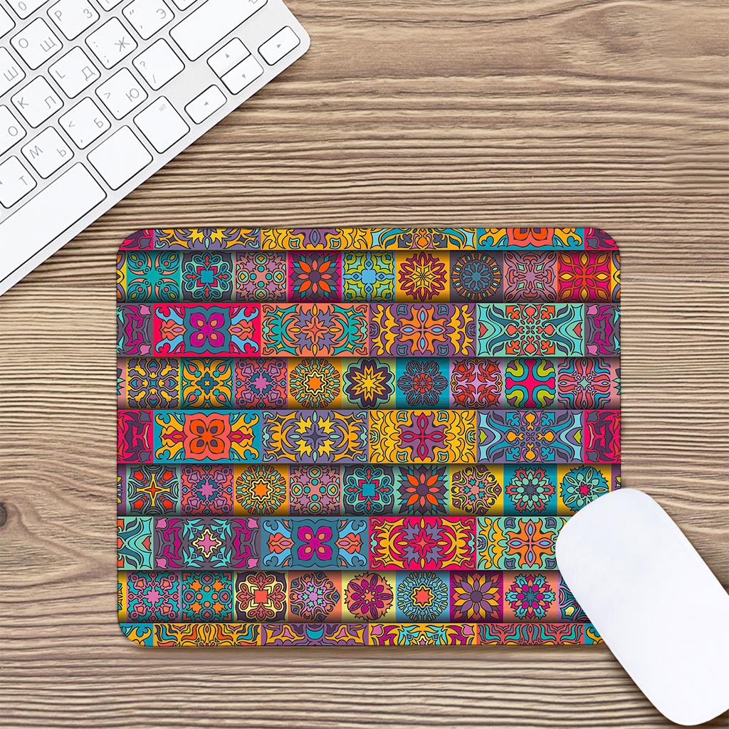 Rectangle Mandala Bohemian Pattern Print Mouse Pad
