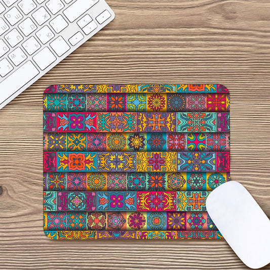 Rectangle Mandala Bohemian Pattern Print Mouse Pad