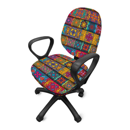 Rectangle Mandala Bohemian Pattern Print Office Chair Cover