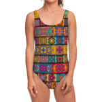 Rectangle Mandala Bohemian Pattern Print One Piece Swimsuit