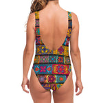 Rectangle Mandala Bohemian Pattern Print One Piece Swimsuit