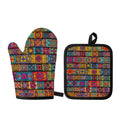 Rectangle Mandala Bohemian Pattern Print Oven Mitt And Pot Holder Set