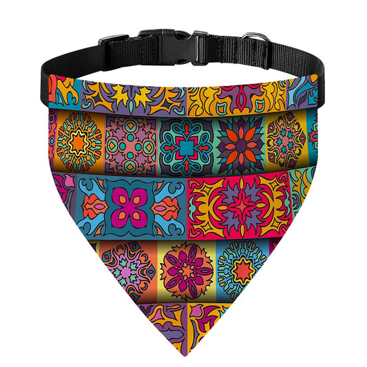 Rectangle Mandala Bohemian Pattern Print Over The Collar Dog Bandana