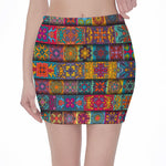 Rectangle Mandala Bohemian Pattern Print Pencil Mini Skirt