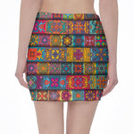 Rectangle Mandala Bohemian Pattern Print Pencil Mini Skirt