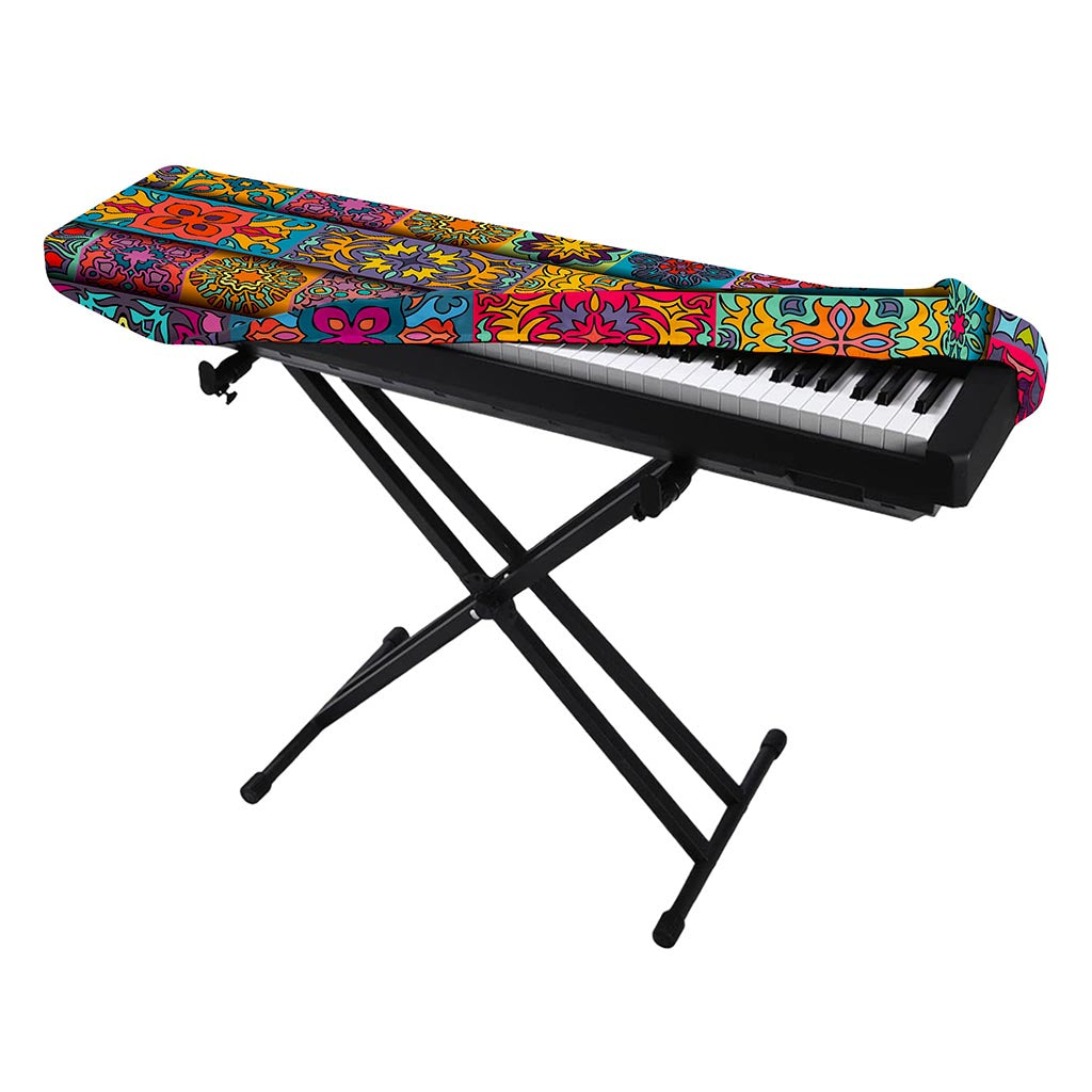 Rectangle Mandala Bohemian Pattern Print Piano Keyboard Cover