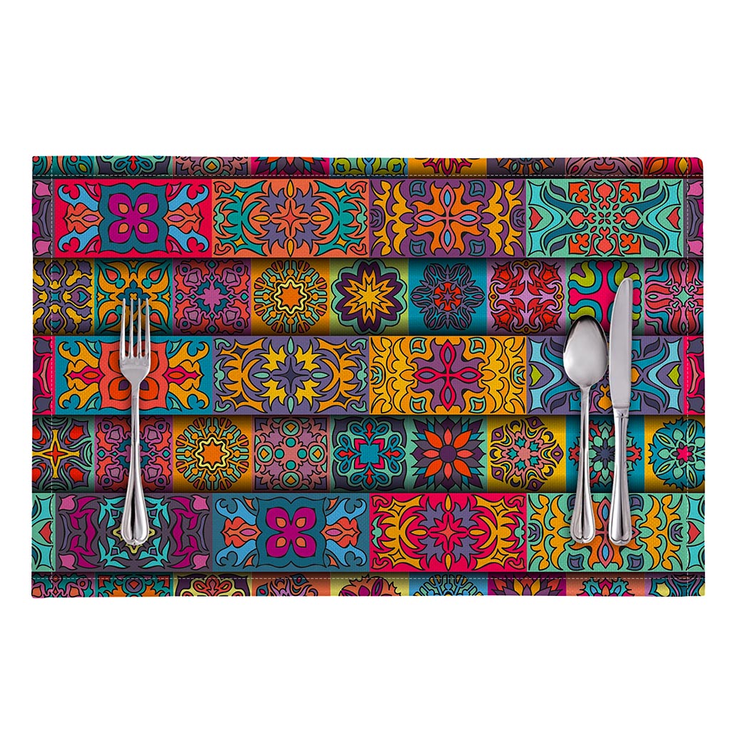 Rectangle Mandala Bohemian Pattern Print Placemat