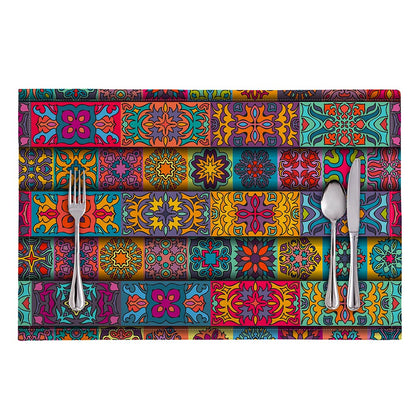 Rectangle Mandala Bohemian Pattern Print Placemat