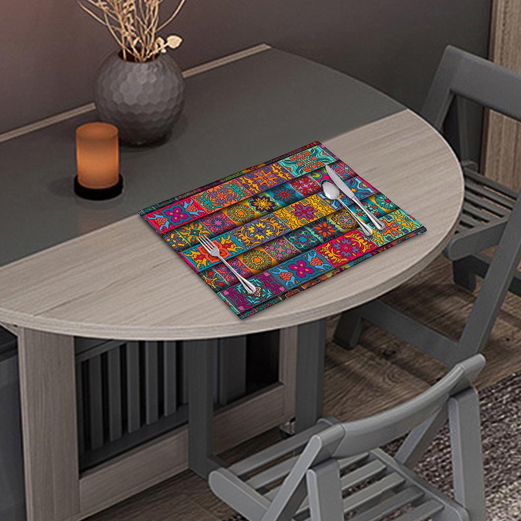 Rectangle Mandala Bohemian Pattern Print Placemat