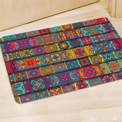 Rectangle Mandala Bohemian Pattern Print Polyester Doormat