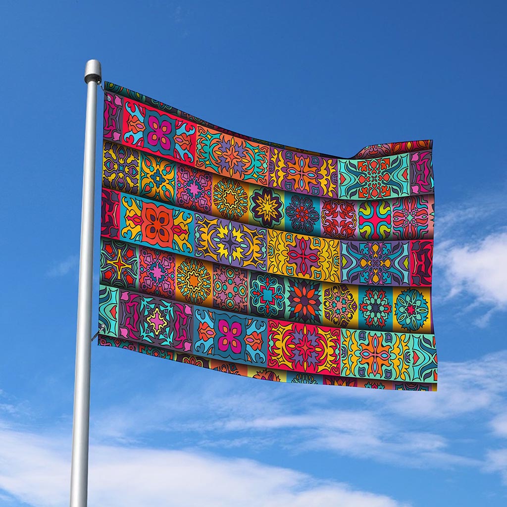 Rectangle Mandala Bohemian Pattern Print Polyester Flag