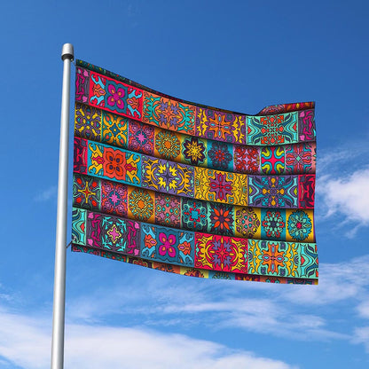 Rectangle Mandala Bohemian Pattern Print Polyester Flag