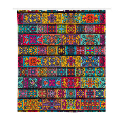 Rectangle Mandala Bohemian Pattern Print Polyester Shower Curtain