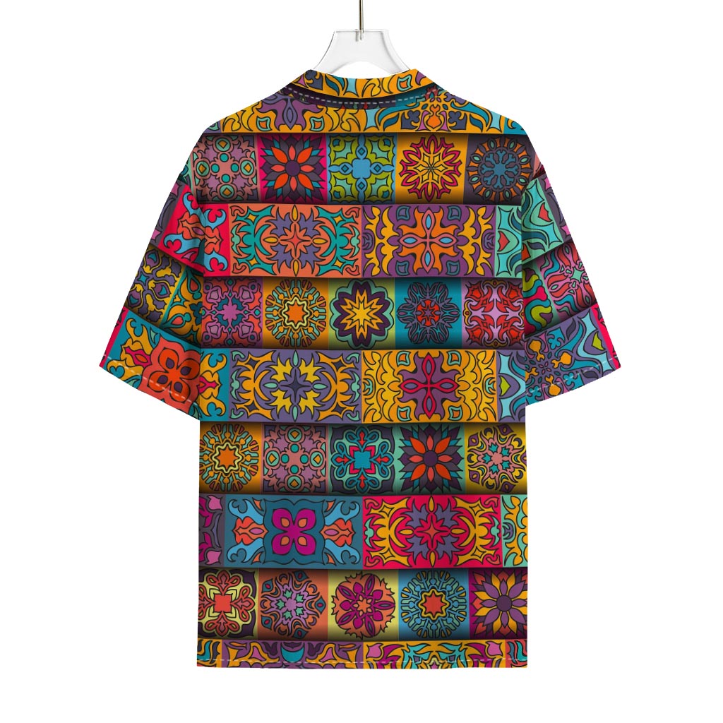 Rectangle Mandala Bohemian Pattern Print Rayon Hawaiian Shirt