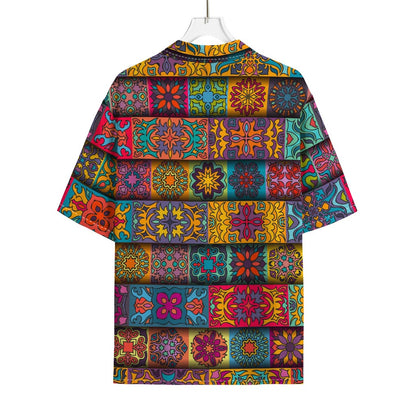 Rectangle Mandala Bohemian Pattern Print Rayon Hawaiian Shirt
