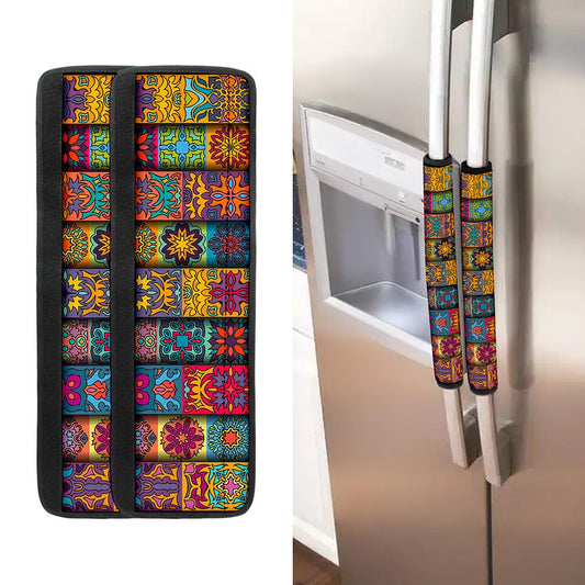 Rectangle Mandala Bohemian Pattern Print Refrigerator Handle Covers