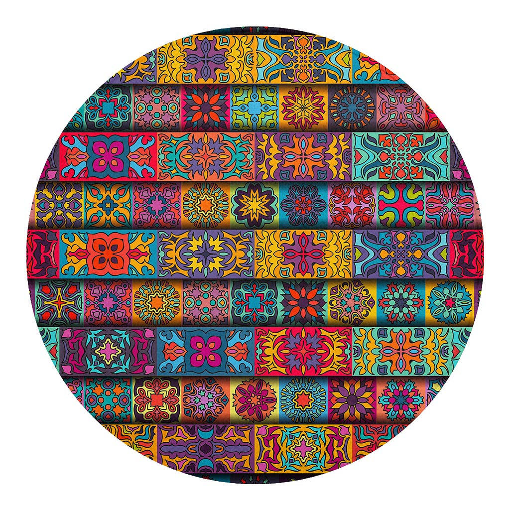Rectangle Mandala Bohemian Pattern Print Round Blanket