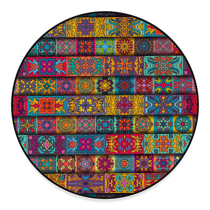 Rectangle Mandala Bohemian Pattern Print Round Floor Mat
