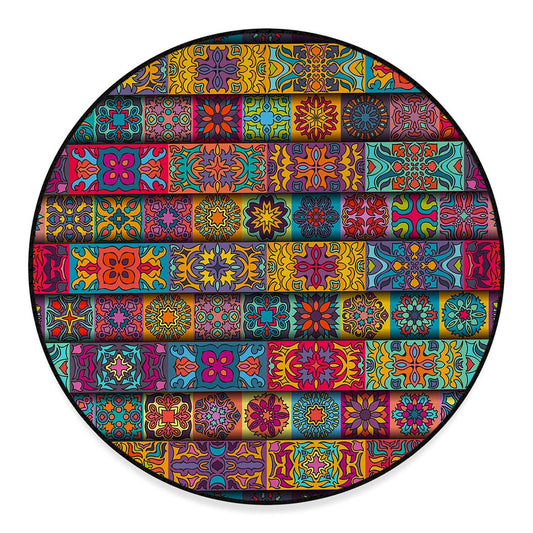 Rectangle Mandala Bohemian Pattern Print Round Floor Mat