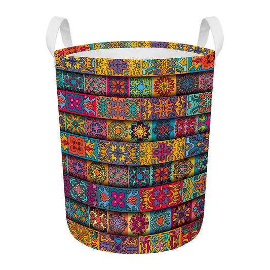 Rectangle Mandala Bohemian Pattern Print Round Laundry Basket