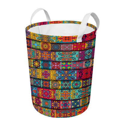 Rectangle Mandala Bohemian Pattern Print Round Laundry Basket