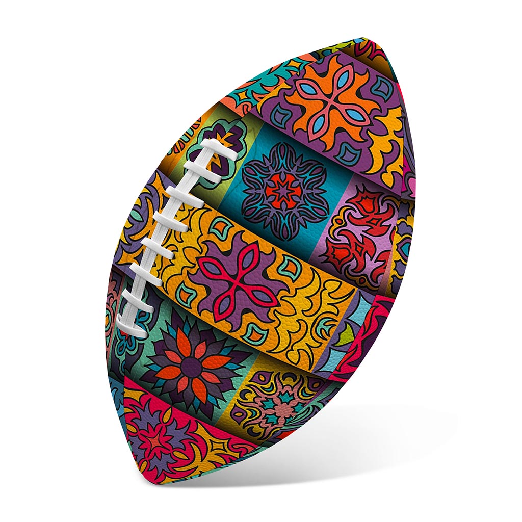 Rectangle Mandala Bohemian Pattern Print Rugby Ball