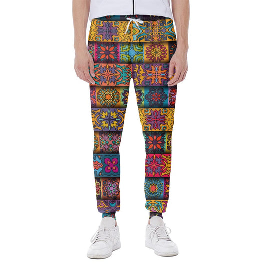 Rectangle Mandala Bohemian Pattern Print Scuba Joggers