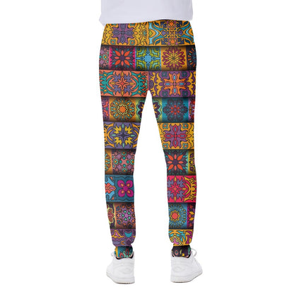 Rectangle Mandala Bohemian Pattern Print Scuba Joggers