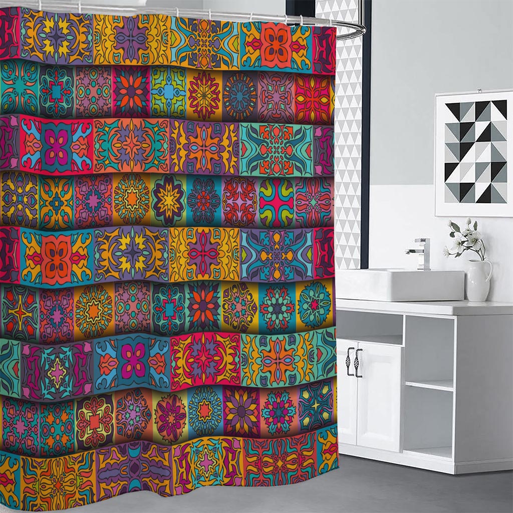 Rectangle Mandala Bohemian Pattern Print Shower Curtain
