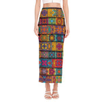 Rectangle Mandala Bohemian Pattern Print Side Slit Maxi Skirt