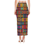 Rectangle Mandala Bohemian Pattern Print Side Slit Maxi Skirt