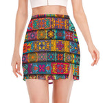 Rectangle Mandala Bohemian Pattern Print Side Slit Mini Skirt
