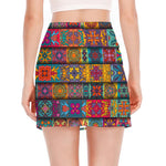 Rectangle Mandala Bohemian Pattern Print Side Slit Mini Skirt